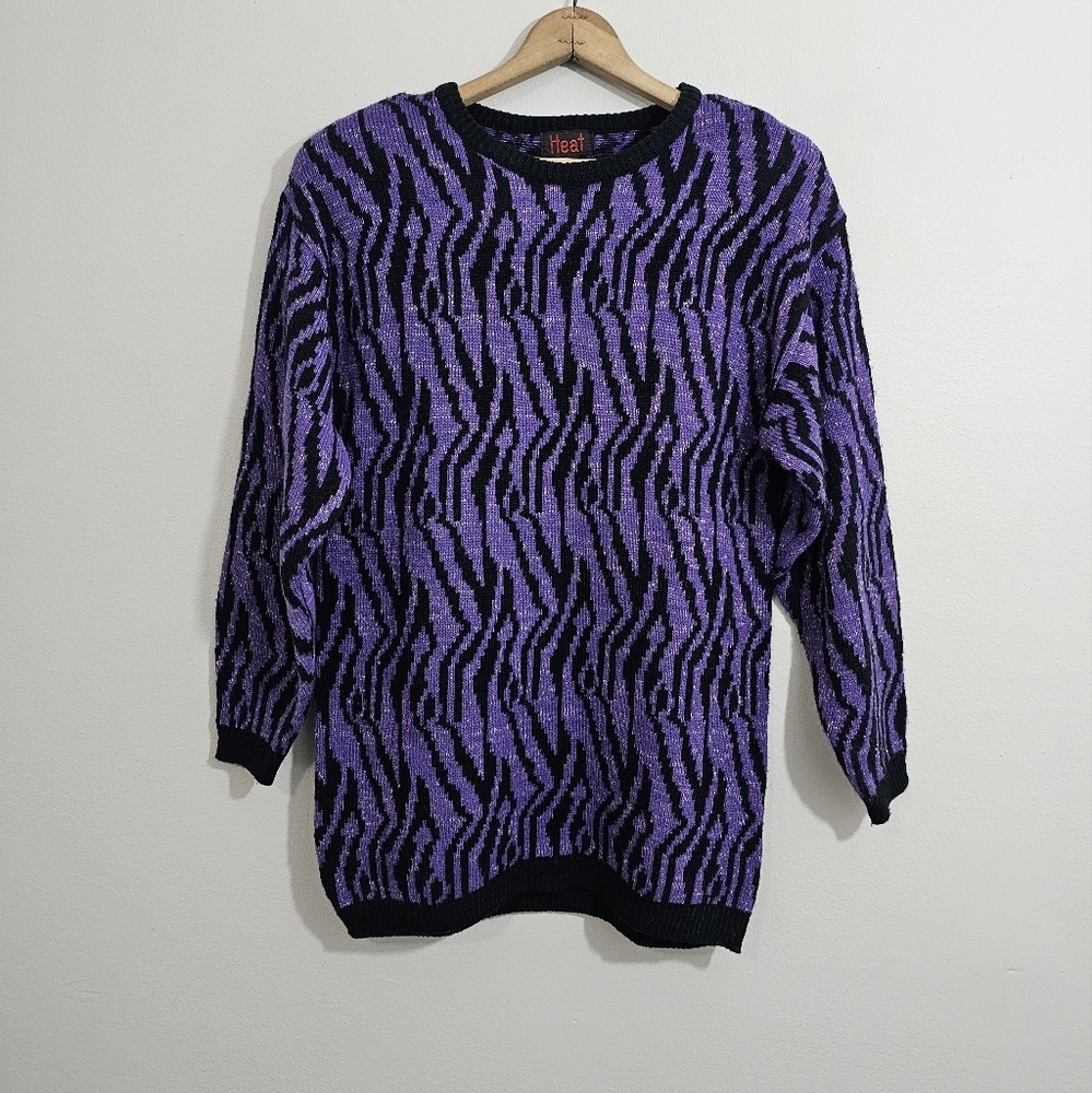 Vintage Heat Funky Purple Knit Tunic Sweater